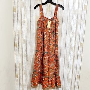 Band Of The Free  New Maxi Dress Size XS Orange